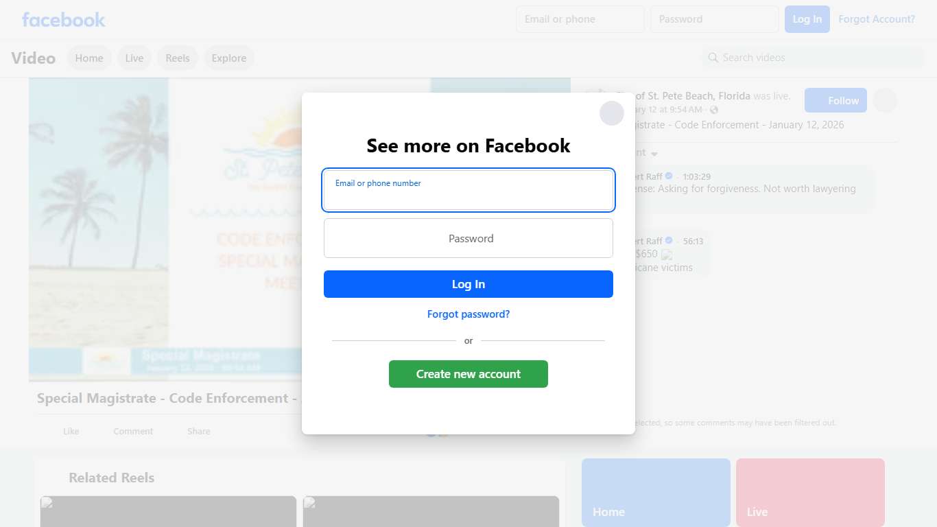 Special Magistrate - Code Enforcement - January 12, 2026 | City of St. Pete Beach, Florida | Facebook