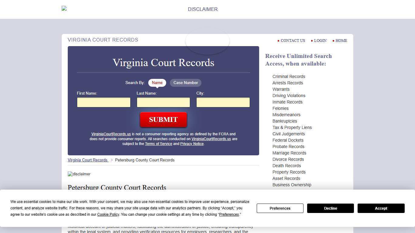 Petersburg County Court Records | VirginiaCourtRecords.us