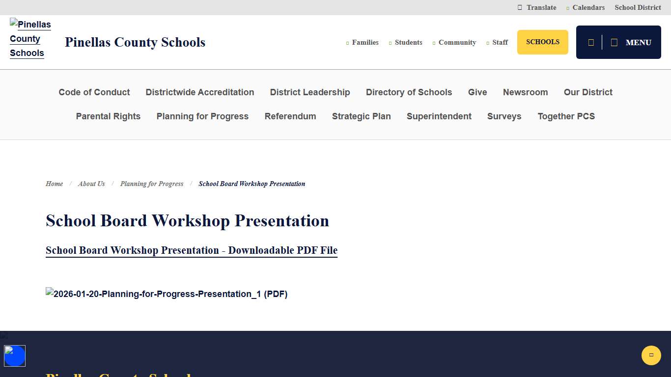 School Board Workshop Presentation - Pinellas County Schools