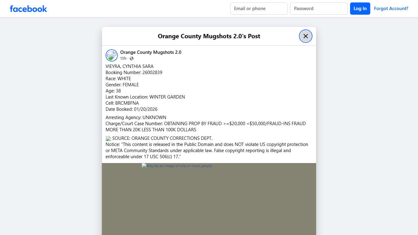 VIEYRA, CYNTHIA SARA Booking... - Orange County Mugshots 2.0 | Facebook